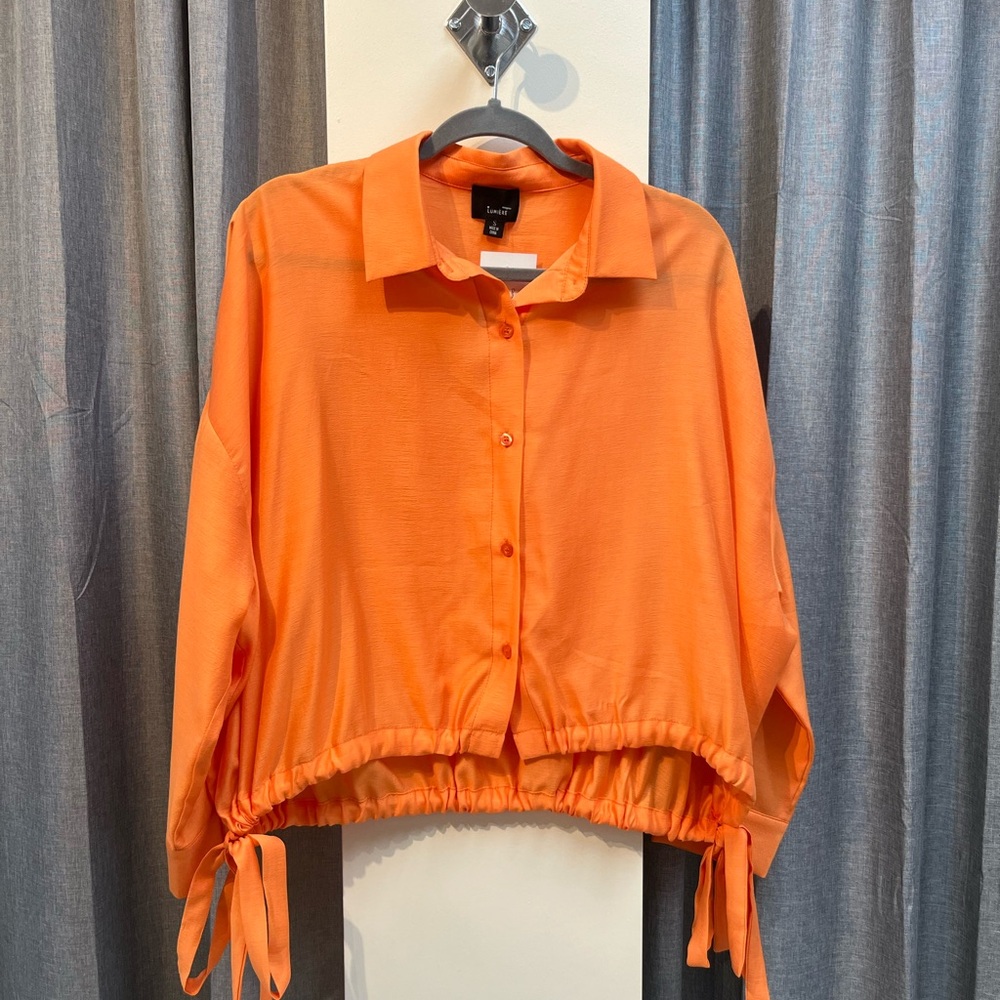 Vibrant Orange Button-Down Shirt